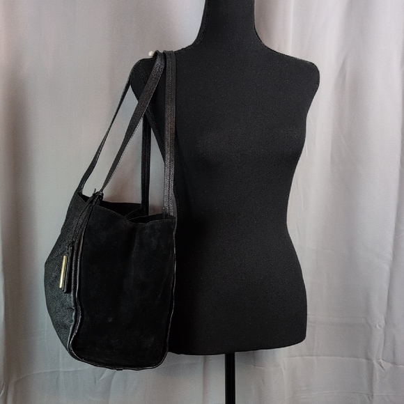 Donna Karan Black Suede Shoulder Bag - Picture 1 of 15